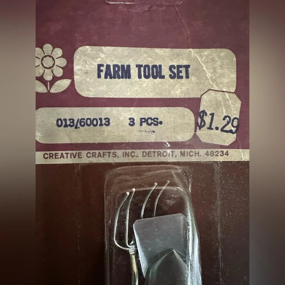 New Vintage Dollhouse Miniature Farm Tool Set 3 piece set! Shovels & Pick.